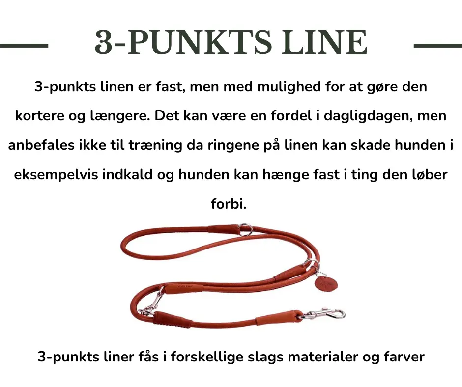 Brun 3-punkts hundesnor i læder med metalringe