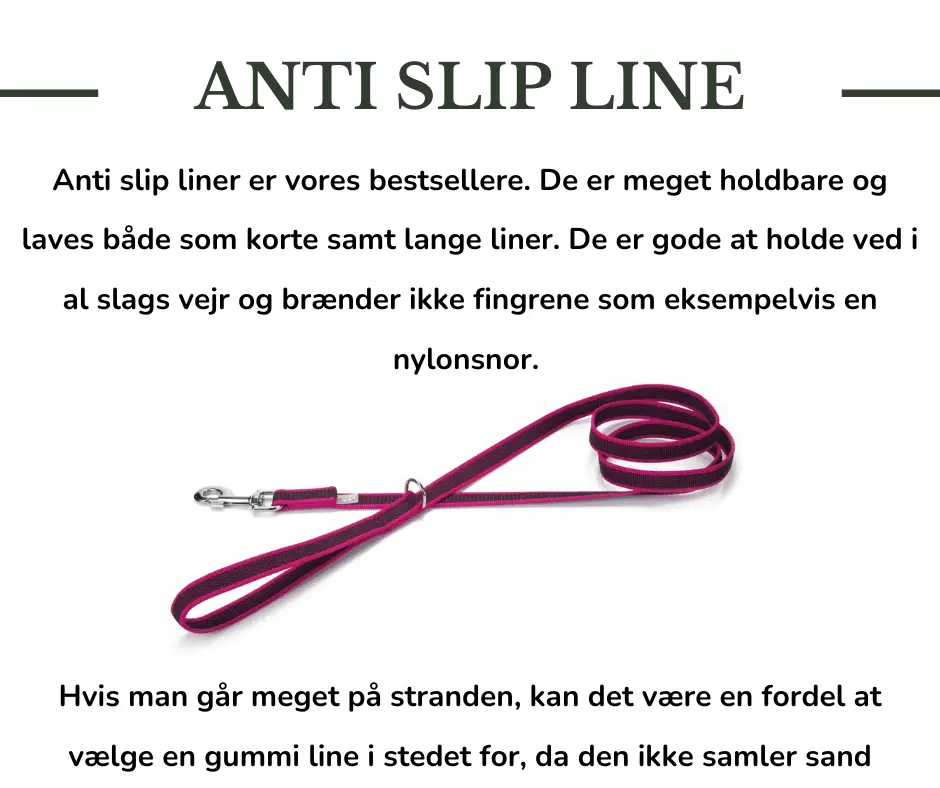 Holdbar anti slip line til hunde i rød farve