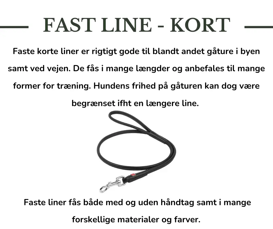 Kort sort hundeline med metalclips