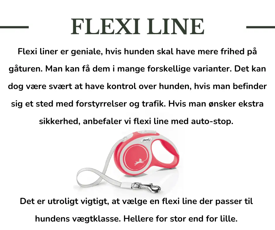 Rød flexi line hundesnor med auto-stop funktion