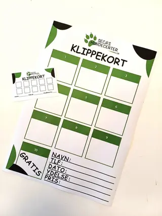 Klippekort fra hundecenter med ti felter